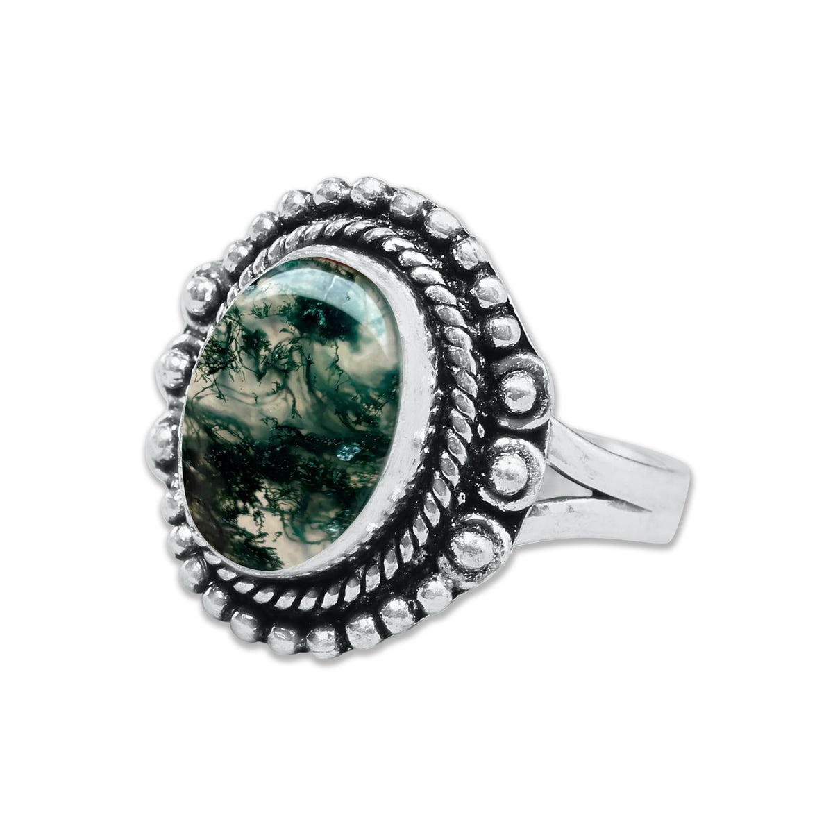 Moss Agate Rings – Silver-Plated, Handmade, Green Fern Inclusions (Made to Order) | Wholesale