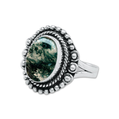 Moss Agate Rings – Silver-Plated, Handmade, Green Fern Inclusions (Made to Order) | Wholesale
