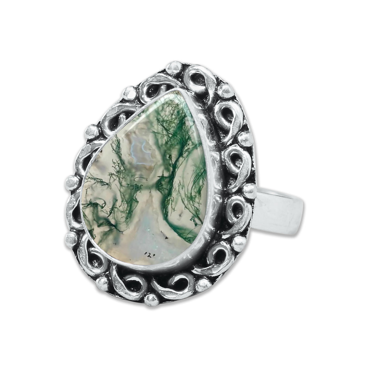 Moss Agate Rings – Silver-Plated, Handmade, Green Fern Inclusions (Made to Order) | Wholesale