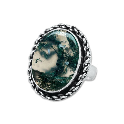 Moss Agate Rings – Silver-Plated, Handmade, Green Fern Inclusions (Made to Order) | Wholesale