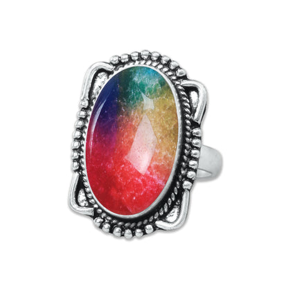 Rainbow Quartz Rings – Silver-Plated, Handmade, Dyed Vivid Colors (US Sizes 6–10, Non-Adjustable) | Wholesale