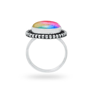 Rainbow Quartz Rings – Silver-Plated, Handmade, Dyed Vivid Colors (US Sizes 6–10, Non-Adjustable) | Wholesale