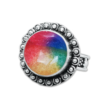 Rainbow Quartz Rings – Silver-Plated, Handmade, Dyed Vivid Colors (US Sizes 6–10, Non-Adjustable) | Wholesale