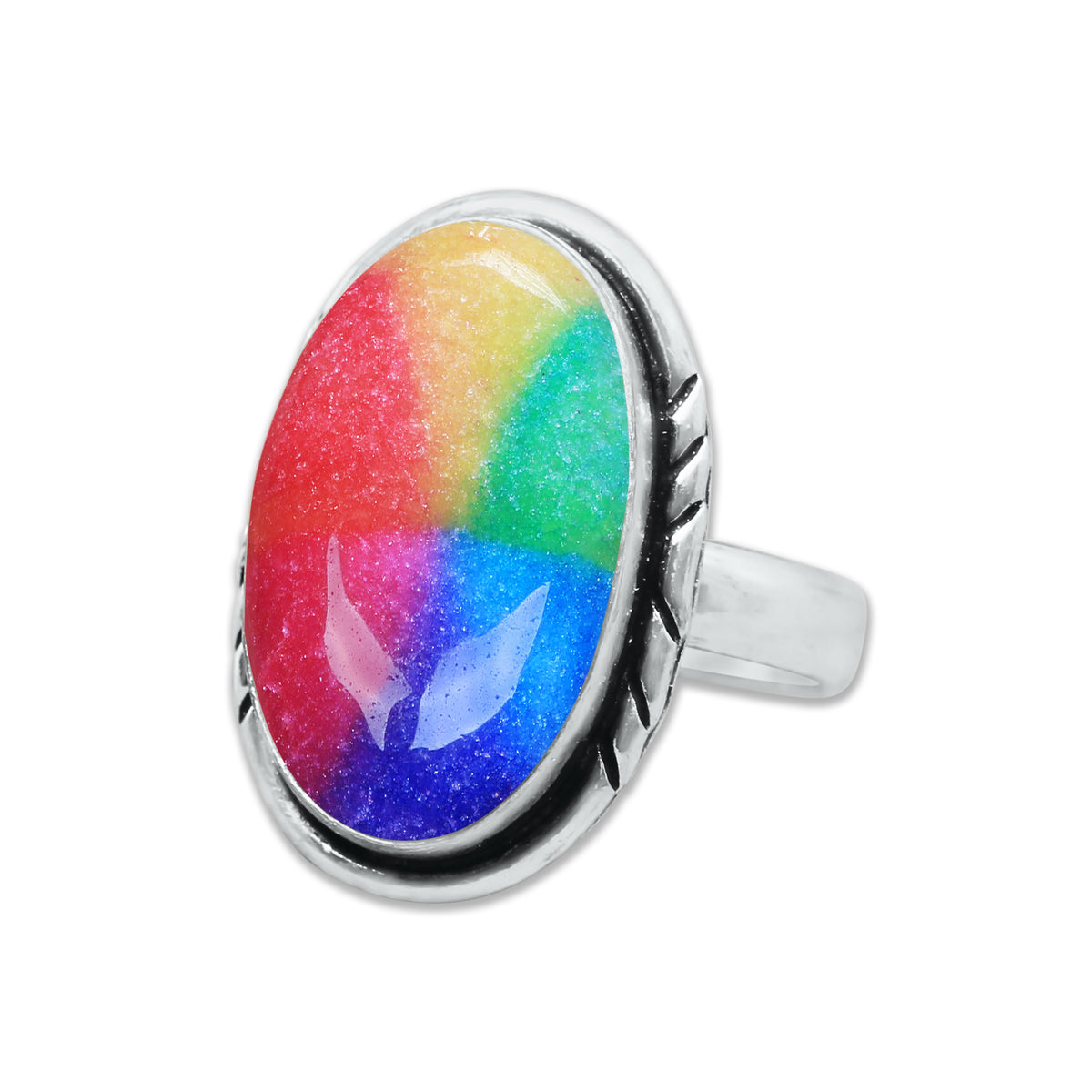 Rainbow Quartz Rings – Silver-Plated, Handmade, Dyed Vivid Colors (US Sizes 6–10, Non-Adjustable) | Wholesale