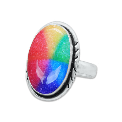 Rainbow Quartz Rings – Silver-Plated, Handmade, Dyed Vivid Colors (US Sizes 6–10, Non-Adjustable) | Wholesale