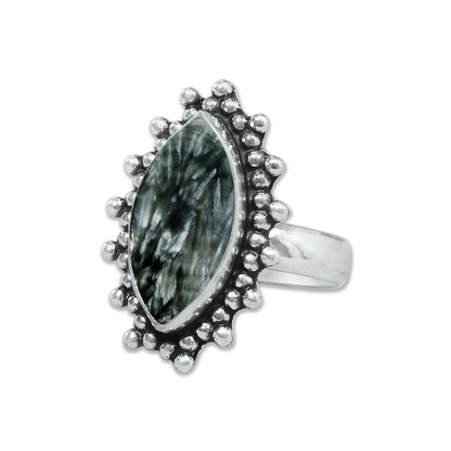 Seraphinite Rings – Handmade, Silver-Plated, Angelic Green Gemstone (Made to Order)
