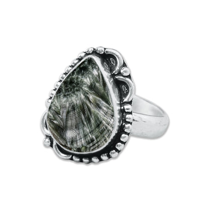 Seraphinite Rings – Handmade, Silver-Plated, Angelic Green Gemstone (Made to Order)