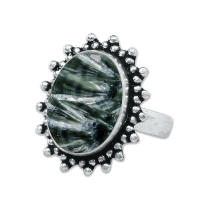 Seraphinite Rings – Handmade, Silver-Plated, Angelic Green Gemstone (Made to Order)