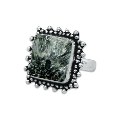Seraphinite Rings – Handmade, Silver-Plated, Angelic Green Gemstone (Made to Order)
