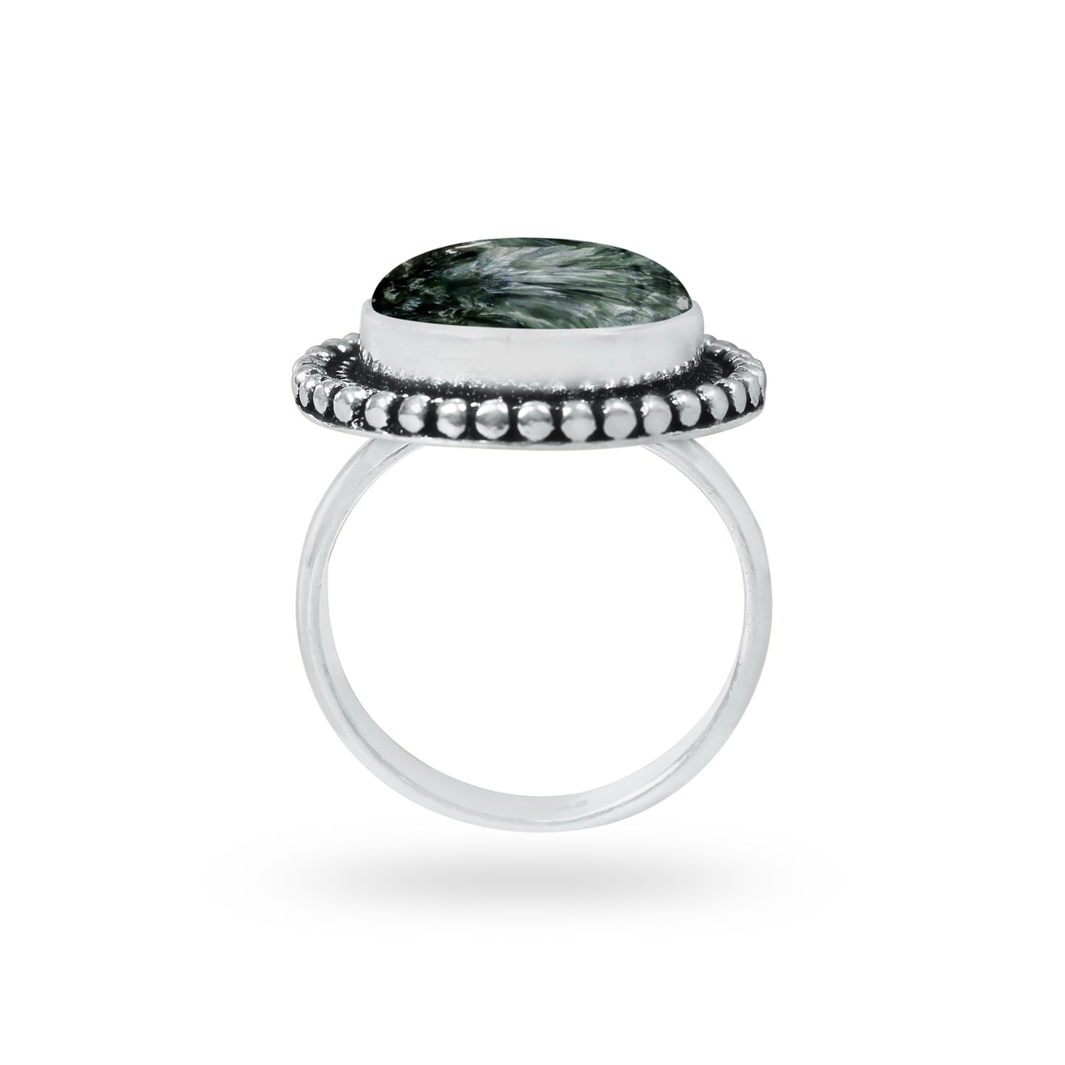 Seraphinite Rings – Handmade, Silver-Plated, Angelic Green Gemstone (Made to Order)