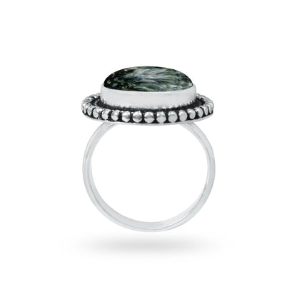 Seraphinite Rings – Handmade, Silver-Plated, Angelic Green Gemstone (Made to Order)