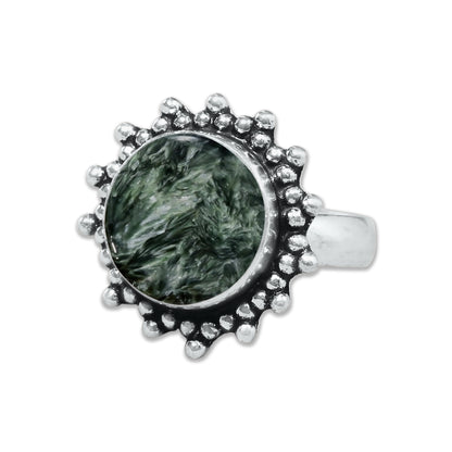 Seraphinite Rings – Handmade, Silver-Plated, Angelic Green Gemstone (Made to Order)