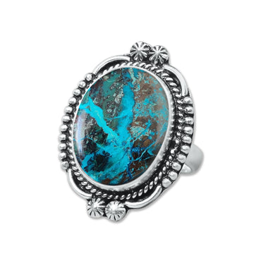 Chrysocolla Rings – Handmade, Silver-Plated, Premium Blue Shade (US Sizes 6–10)