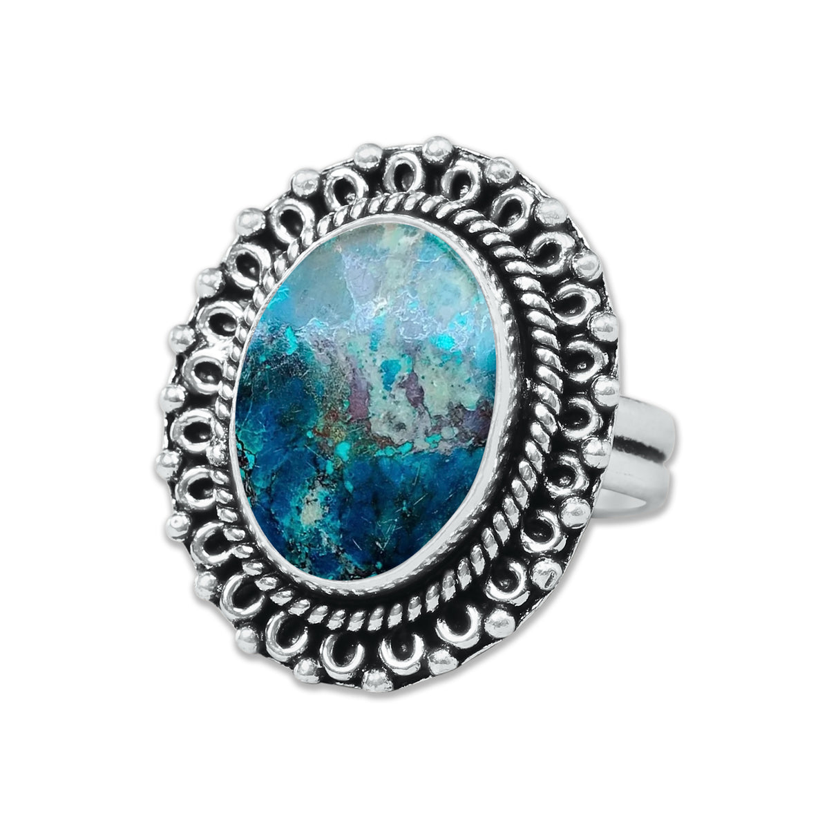 Chrysocolla Rings – Silver-Plated, Handmade, Premium Blue Shade (US Sizes 6–10, Non-Adjustable) | Wholesale