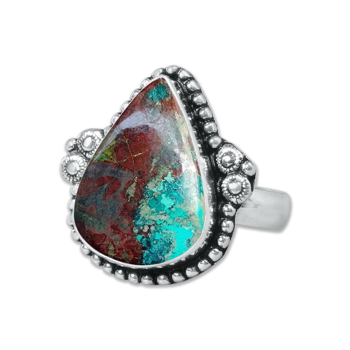 Chrysocolla Rings – Silver-Plated, Handmade, Premium Blue Shade (US Sizes 6–10, Non-Adjustable) | Wholesale