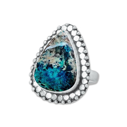Chrysocolla Rings – Silver-Plated, Handmade, Premium Blue Shade (US Sizes 6–10, Non-Adjustable) | Wholesale