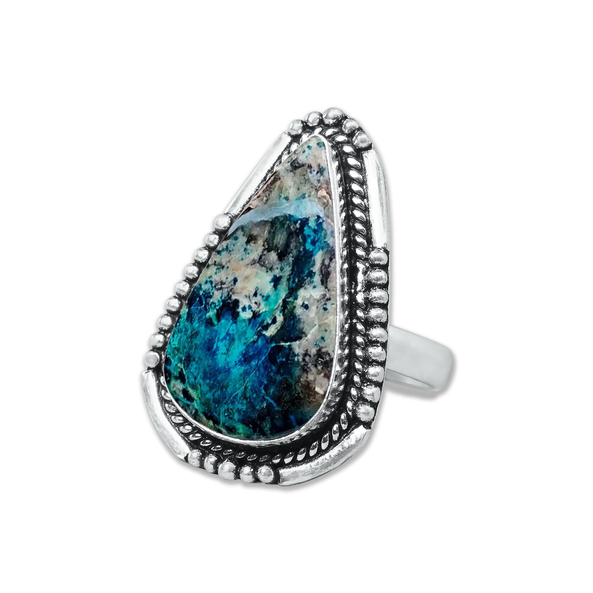 Chrysocolla Rings – Silver-Plated, Handmade, Premium Blue Shade (US Sizes 6–10, Non-Adjustable) | Wholesale