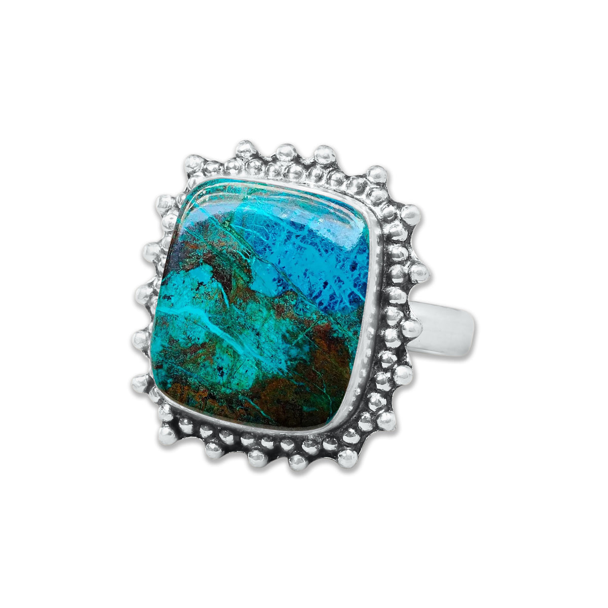 Chrysocolla Rings – Silver-Plated, Handmade, Premium Blue Shade (US Sizes 6–10, Non-Adjustable) | Wholesale