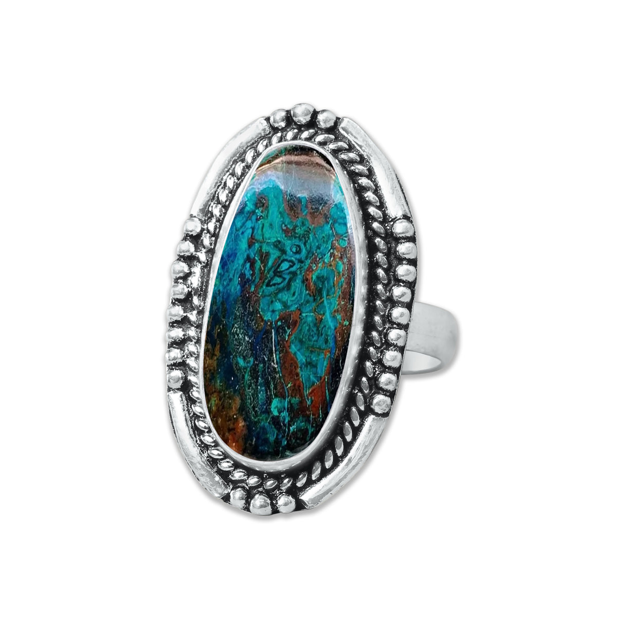Chrysocolla Rings – Silver-Plated, Handmade, Premium Blue Shade (US Sizes 6–10, Non-Adjustable) | Wholesale