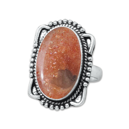 Natural Sunstone Rings – Handmade, Silver-Plated, Boho (Made to Order)