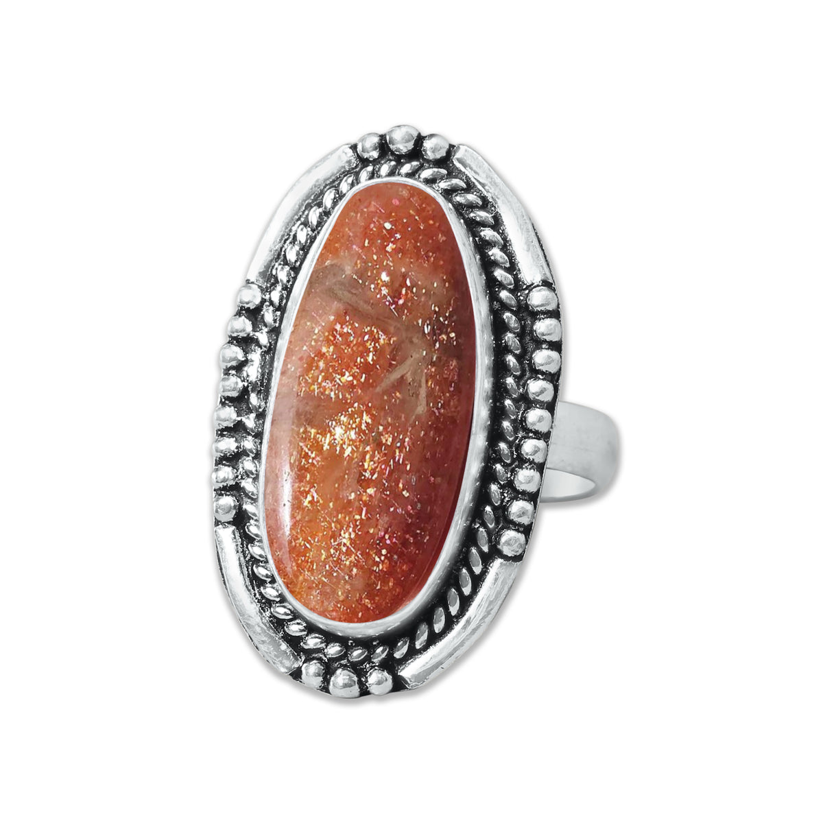 Natural Sunstone Rings – Handmade, Silver-Plated, Boho (Made to Order)
