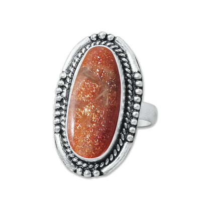 Natural Sunstone Rings – Handmade, Silver-Plated, Boho (Made to Order)