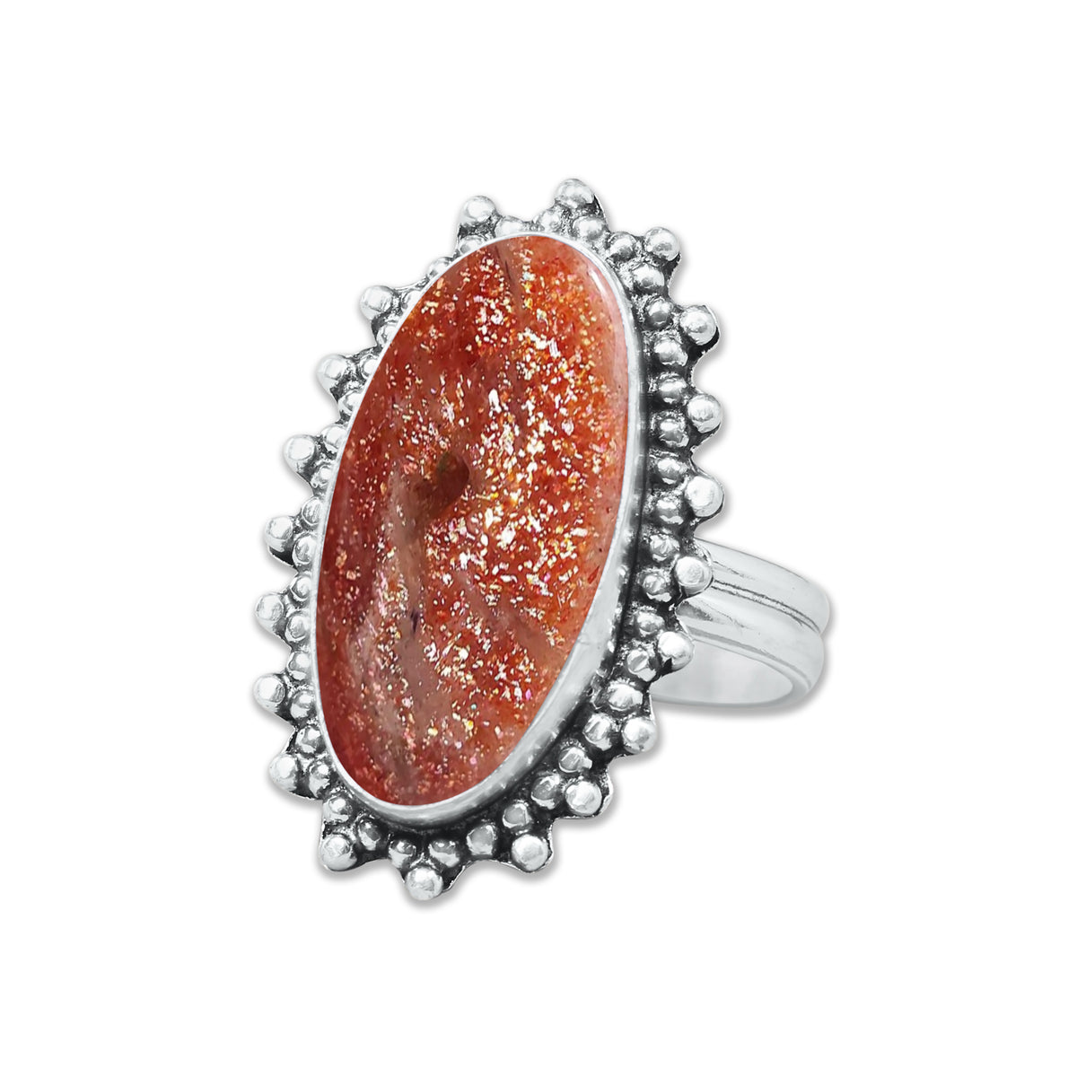 Natural Sunstone Rings – Handmade, Silver-Plated, Boho (Made to Order)
