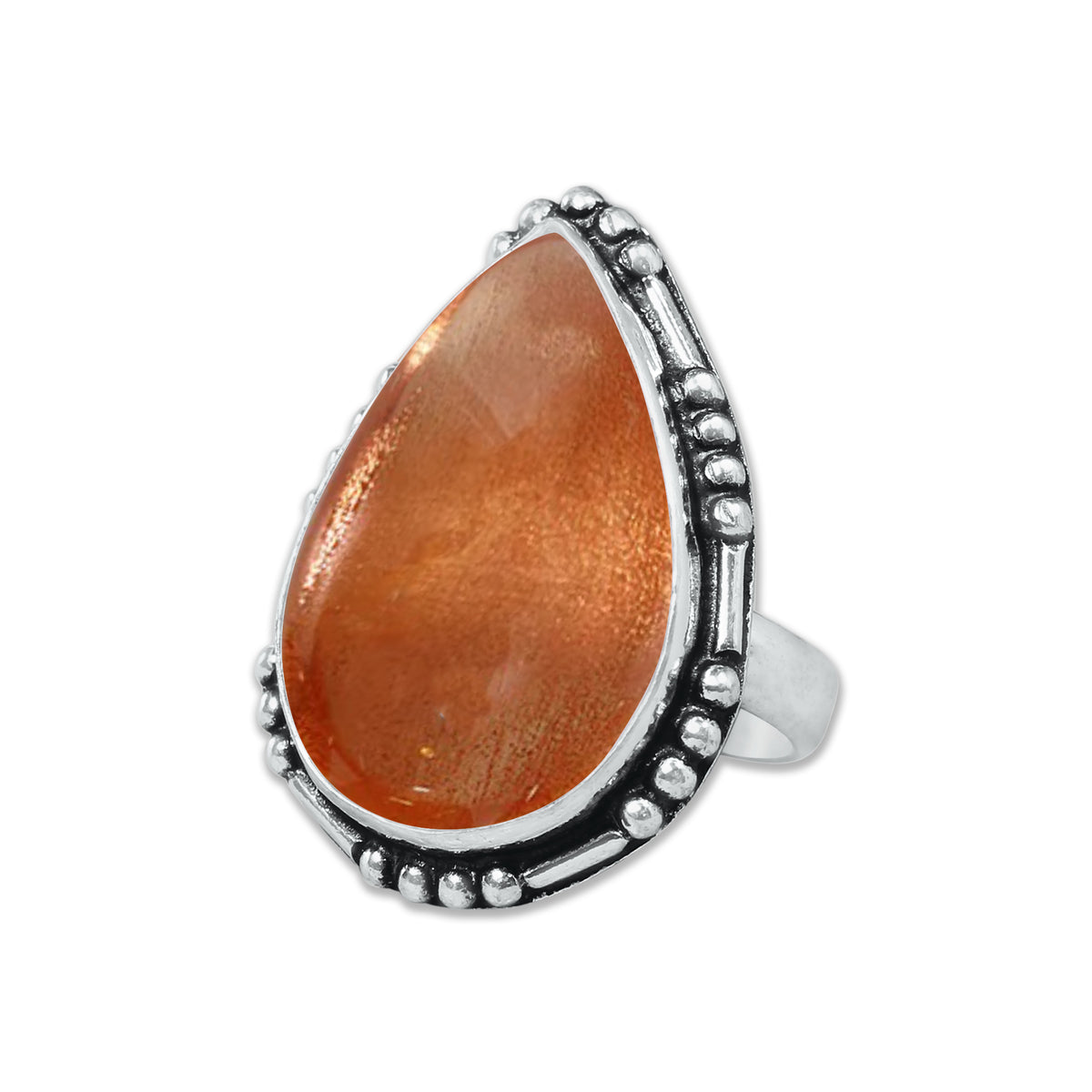 Natural Sunstone Rings – Handmade, Silver-Plated, Boho (Made to Order)