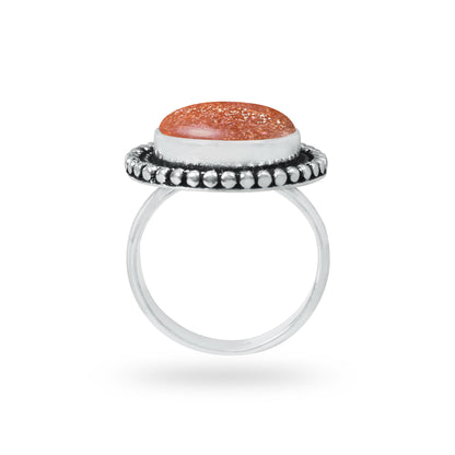 Natural Sunstone Rings – Handmade, Silver-Plated, Boho (Made to Order)