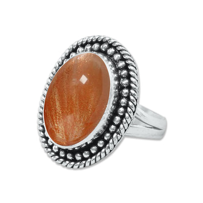 Natural Sunstone Rings – Handmade, Silver-Plated, Boho (Made to Order)