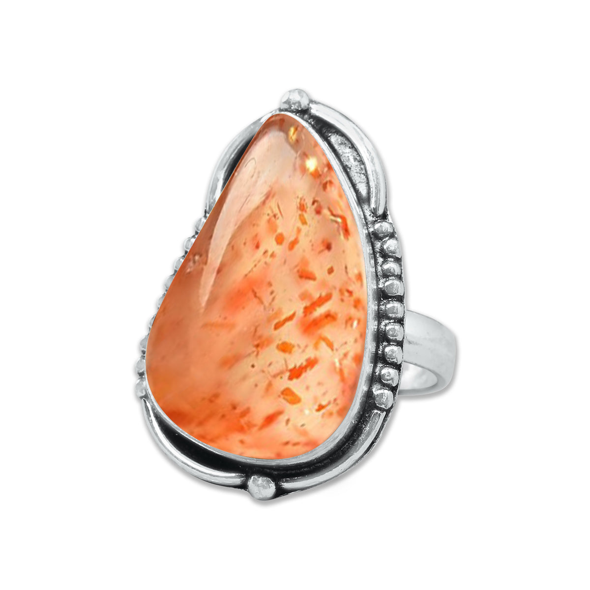 Natural Sunstone Rings – Handmade, Silver-Plated, Boho (Made to Order)