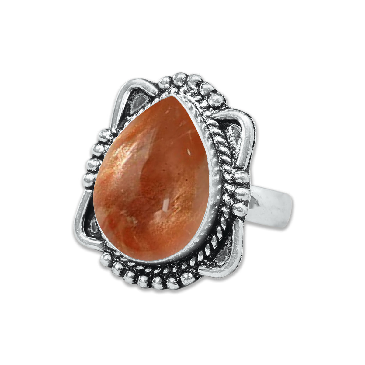 Natural Sunstone Rings – Handmade, Silver-Plated, Boho (Made to Order)