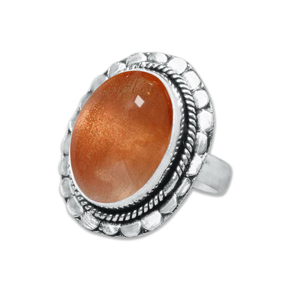 Natural Sunstone Rings – Handmade, Silver-Plated, Boho (Made to Order)