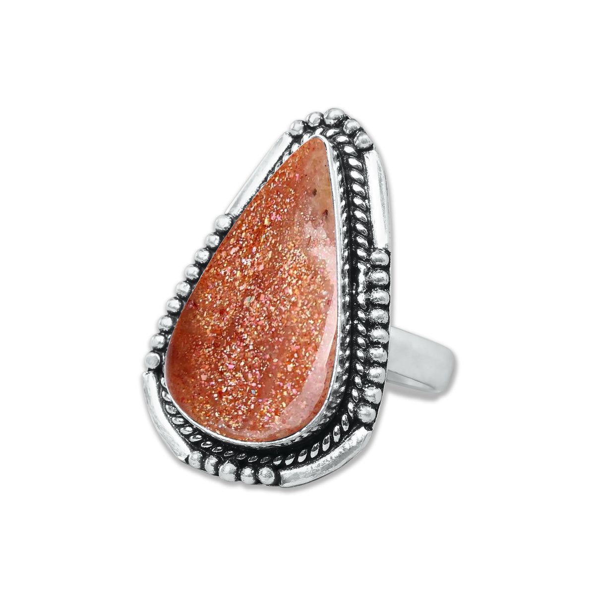Natural Sunstone Rings – Handmade, Silver-Plated, Boho (Made to Order)