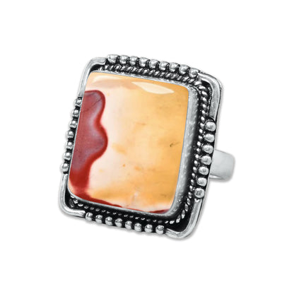 Mookaite Jasper Rings – Handmade, Silver-Plated, Bold Earth Tones (Made to Order)