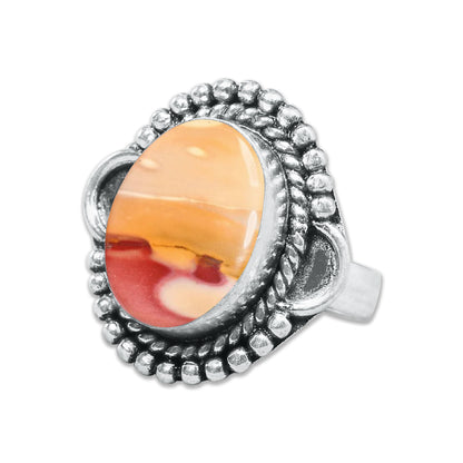 Mookaite Jasper Rings – Handmade, Silver-Plated, Bold Earth Tones (Made to Order)