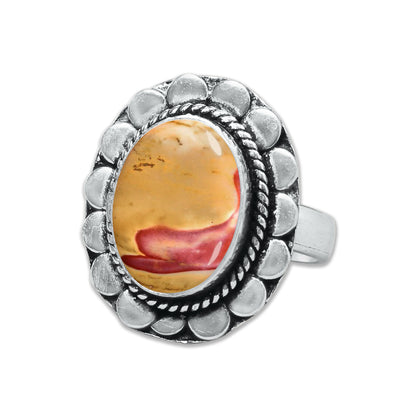 Mookaite Jasper Rings – Handmade, Silver-Plated, Bold Earth Tones (Made to Order)