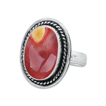 Mookaite Jasper Rings – Handmade, Silver-Plated, Bold Earth Tones (Made to Order)