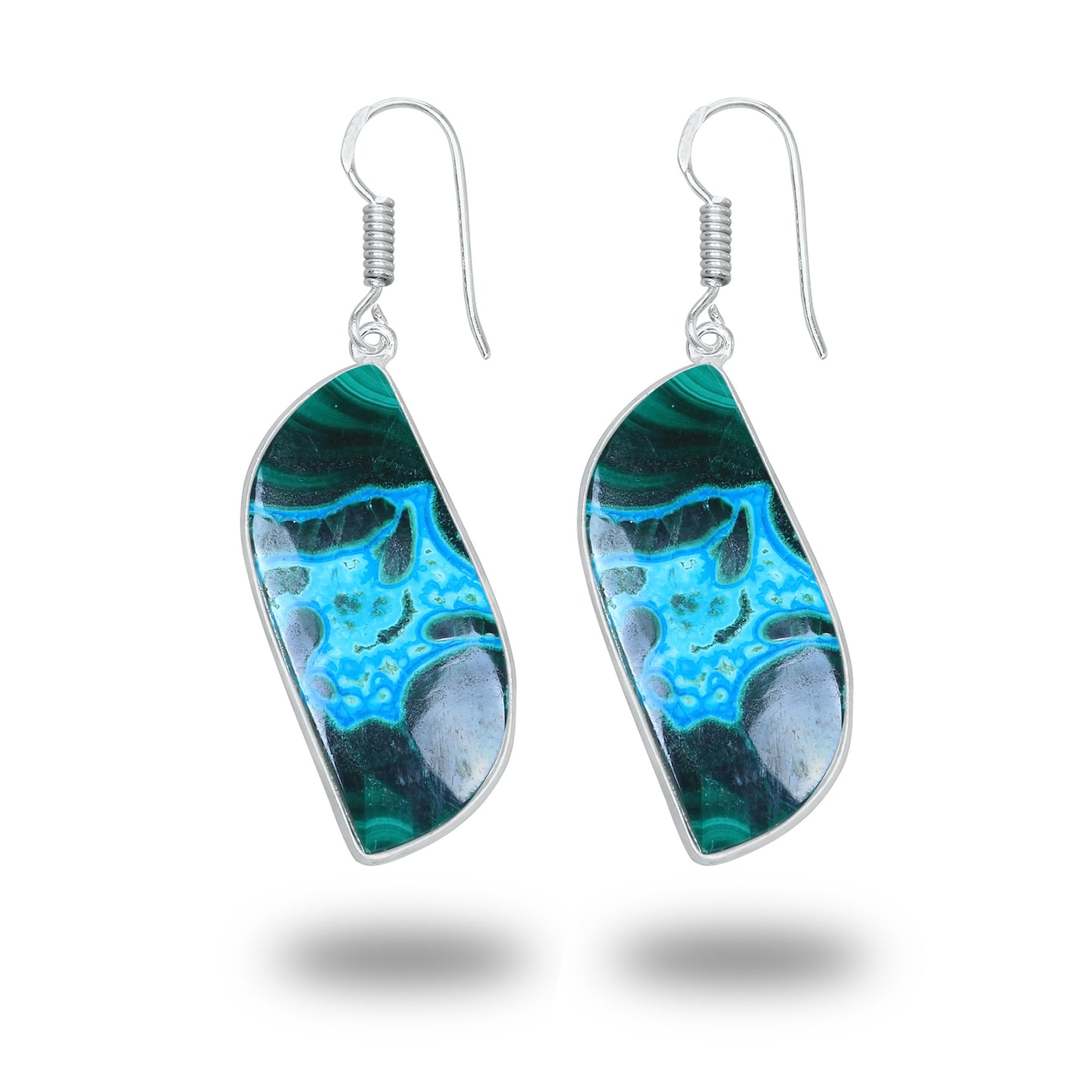 Azurite Malachite Earrings – Minimalist, Silver-Plated | Wholesale Handmade Jewelry