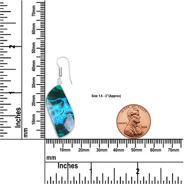 Azurite Malachite Earrings – Minimalist, Silver-Plated | Wholesale Handmade Jewelry