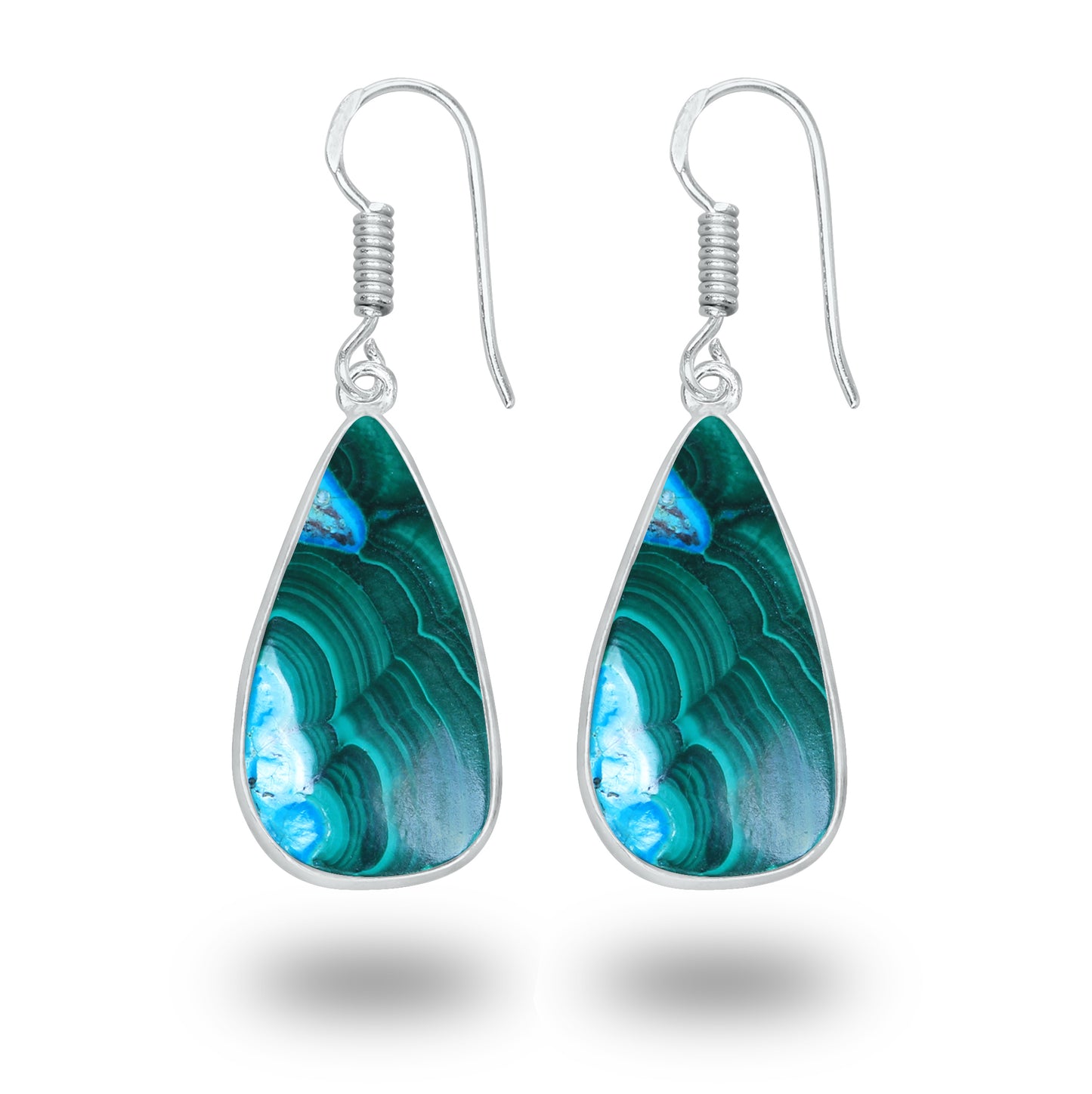 Azurite Malachite Earrings – Minimalist, Silver-Plated | Wholesale Handmade Jewelry