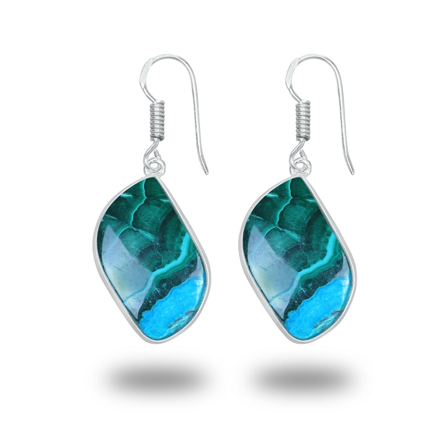 Azurite Malachite Earrings – Minimalist, Silver-Plated | Wholesale Handmade Jewelry