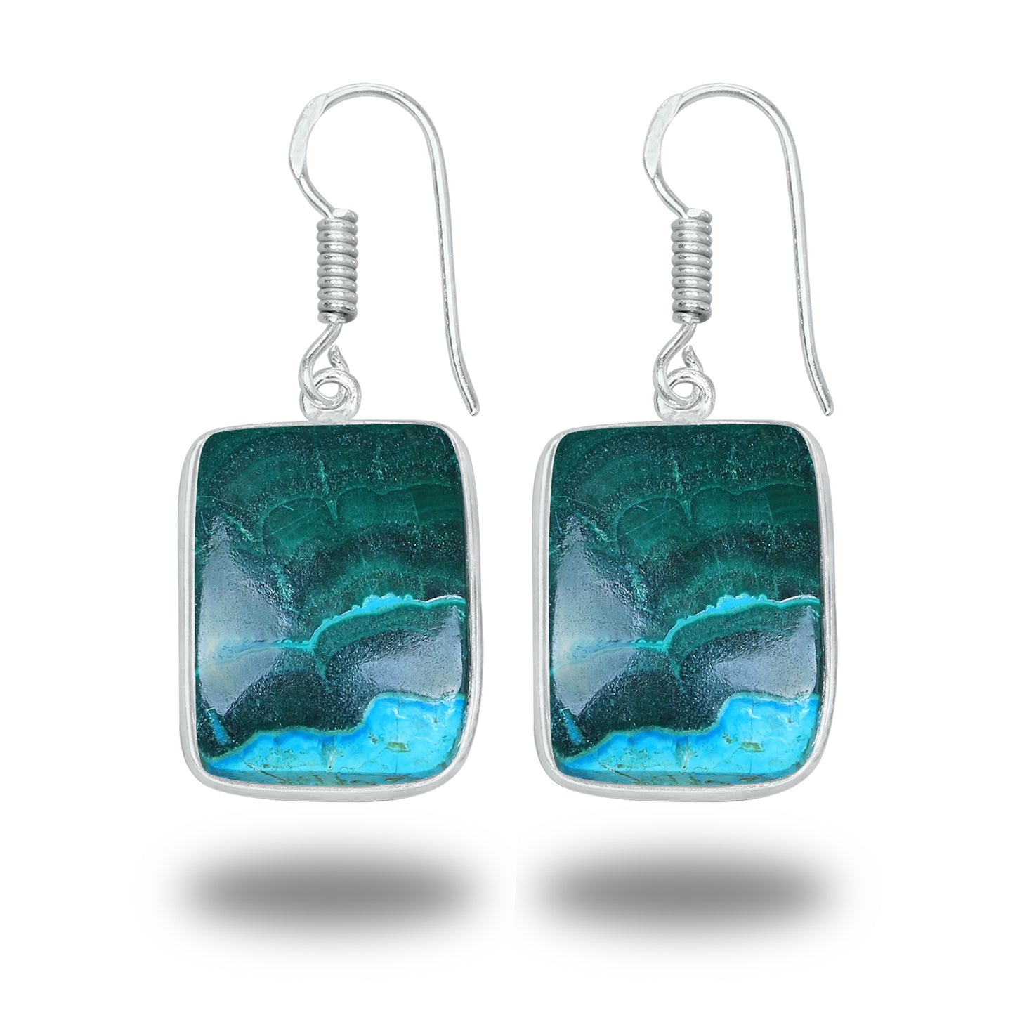 Azurite Malachite Earrings – Minimalist, Silver-Plated | Wholesale Handmade Jewelry
