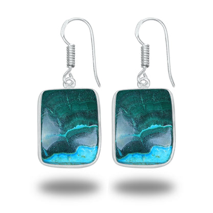 Azurite Malachite Earrings – Minimalist, Silver-Plated | Wholesale Handmade Jewelry