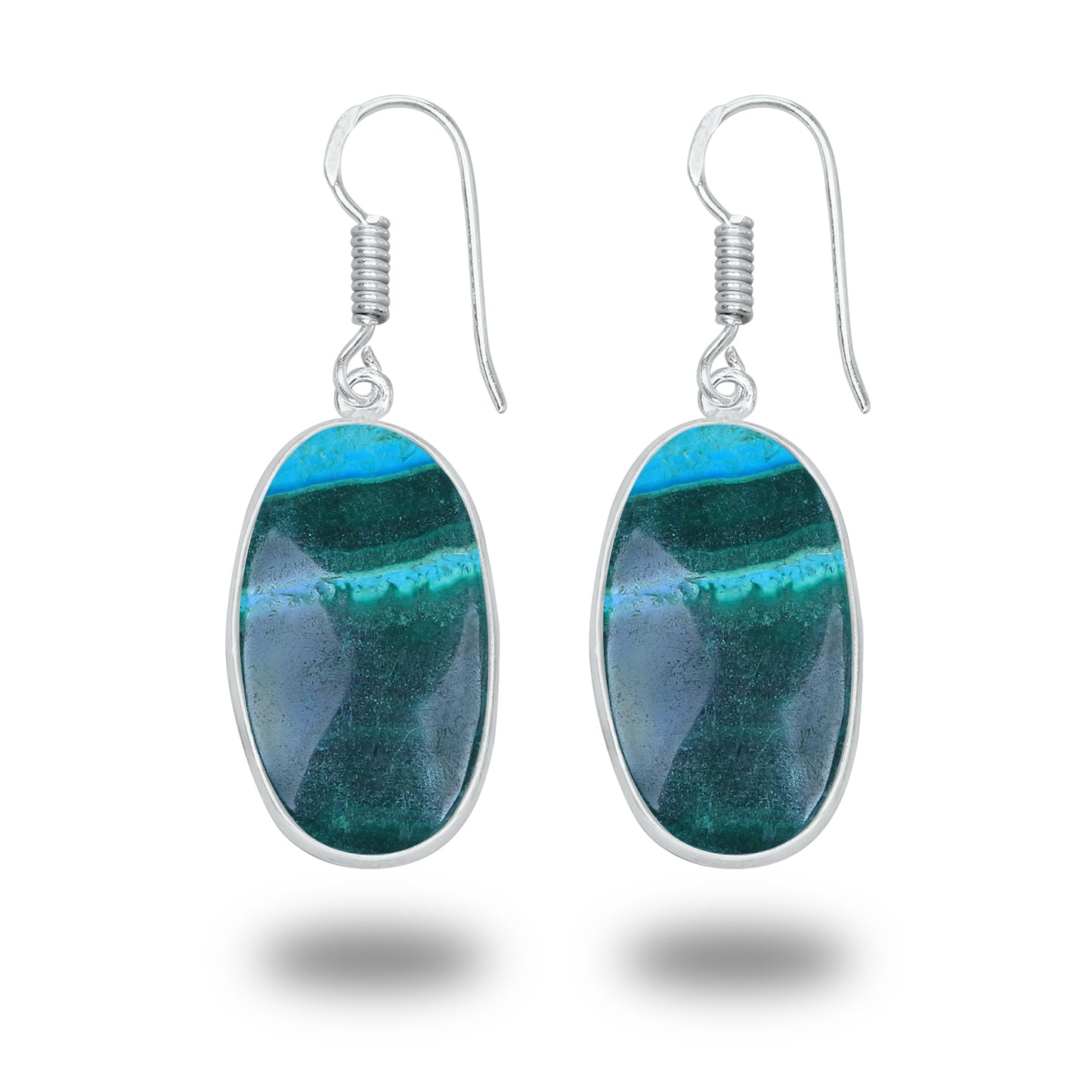 Azurite Malachite Earrings – Minimalist, Silver-Plated | Wholesale Handmade Jewelry