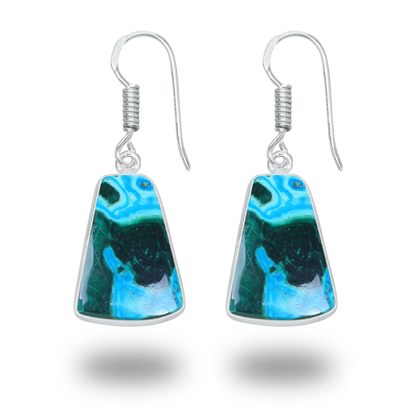 Azurite Malachite Earrings – Minimalist, Silver-Plated | Wholesale Handmade Jewelry