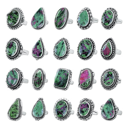 Ruby in Zoisite Rings – Handmade, Silver-Plated, Designer  (Made to Order)