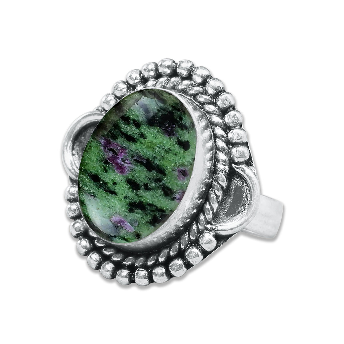 Ruby in Zoisite Rings – Handmade, Silver-Plated, Designer  (Made to Order)