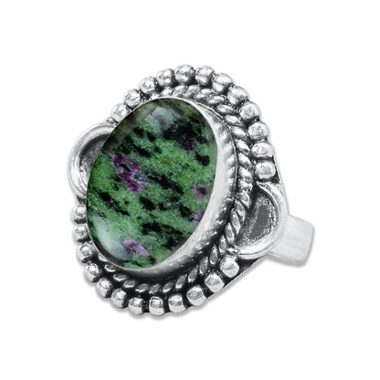 Ruby in Zoisite Rings – Handmade, Silver-Plated, Designer  (Made to Order)