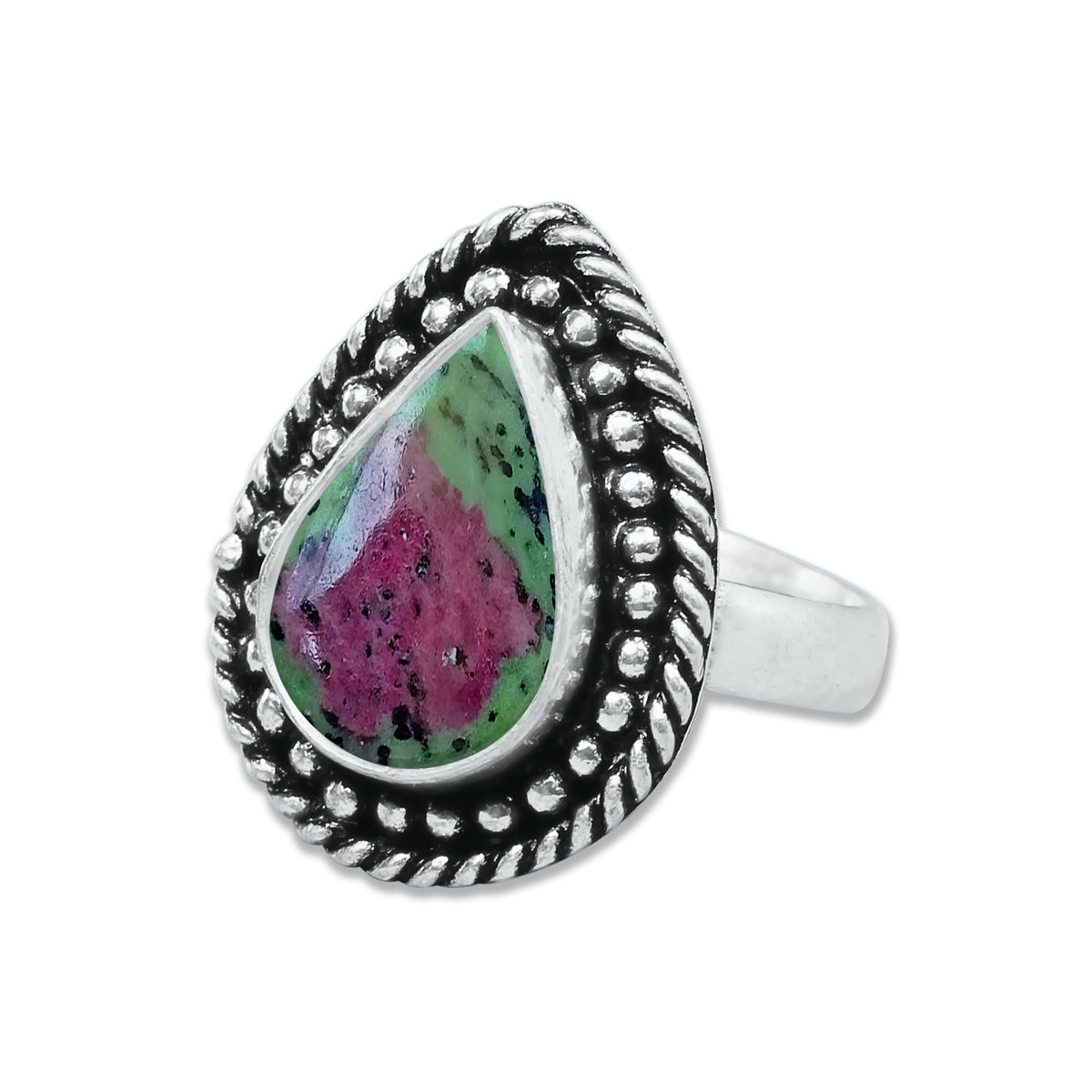 Ruby in Zoisite Rings – Handmade, Silver-Plated, Designer  (Made to Order)